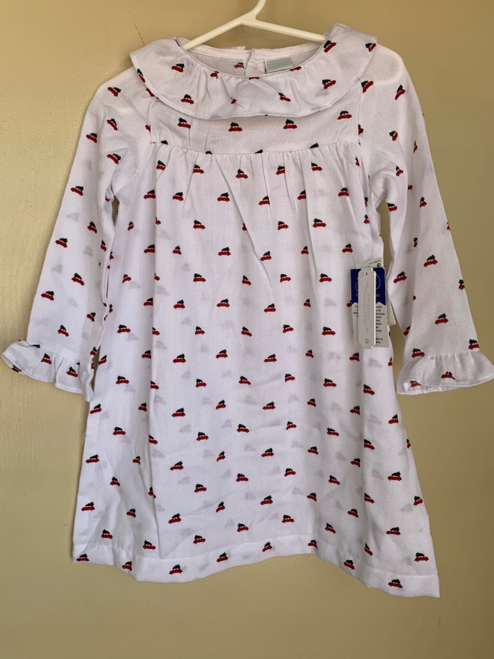Edgehill Collection Holiday Christmas Nightgown Dress Girls 3T Car w/ trees NWT!